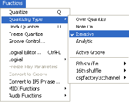 Меню появляющееся после выполнения команды Quantize Type