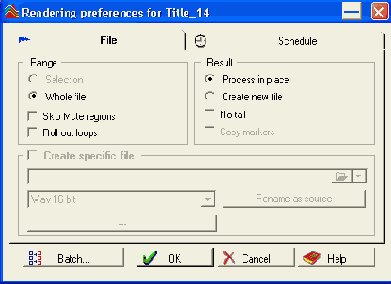 Окно Process preferences for