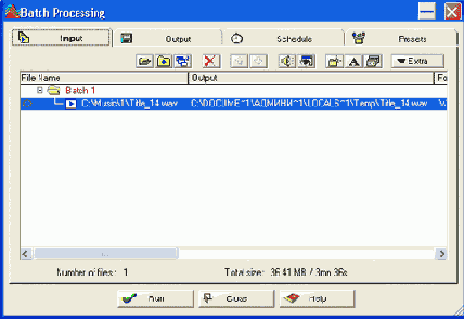 Окно Batch Processing